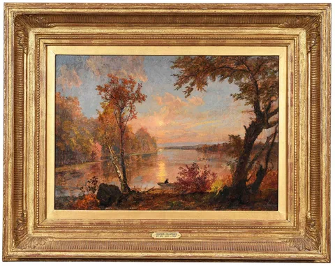 Jasper Francis Cropsey, Sunset on the Lake, oil on canvas