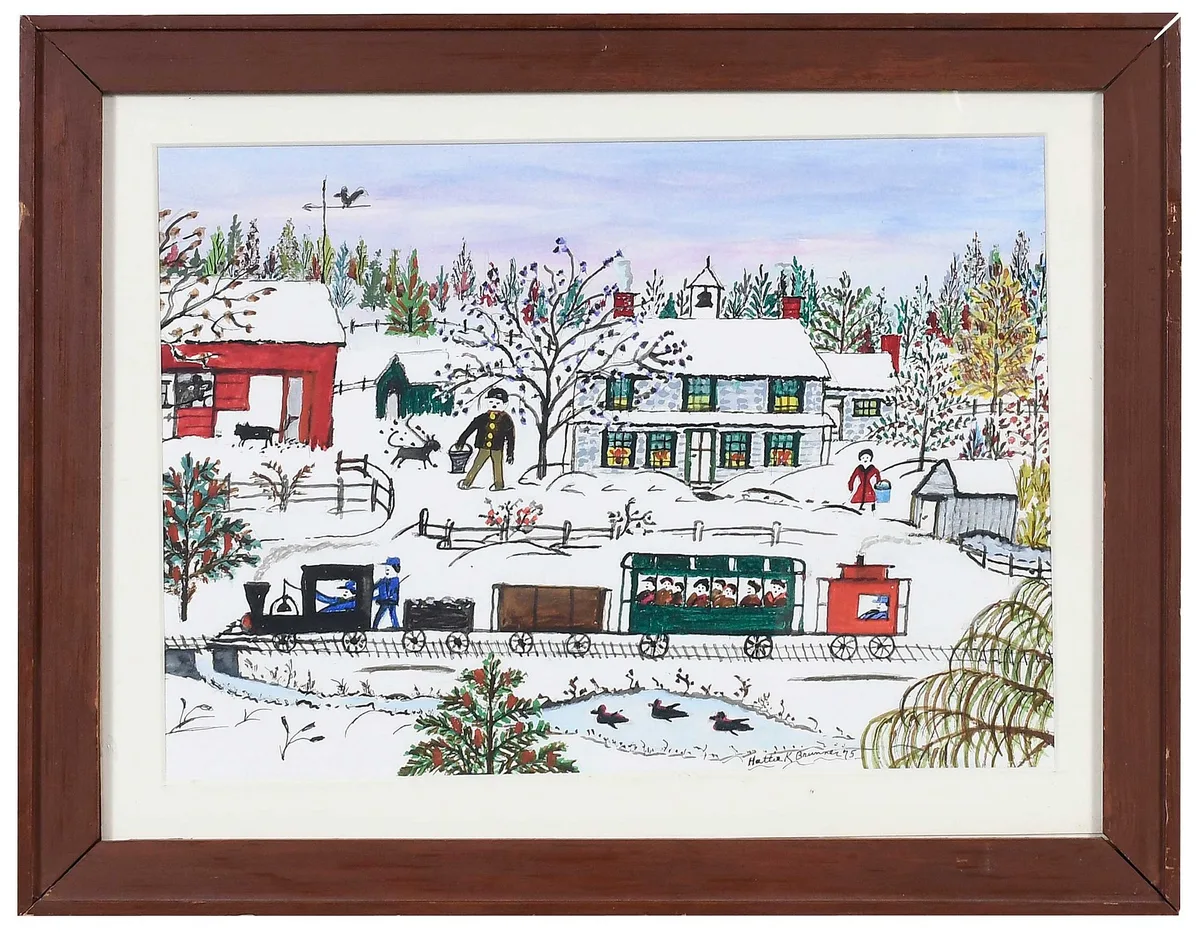 Hattie Klapp Brunner, Winter landscape, 1975, watercolor and gouache on paper