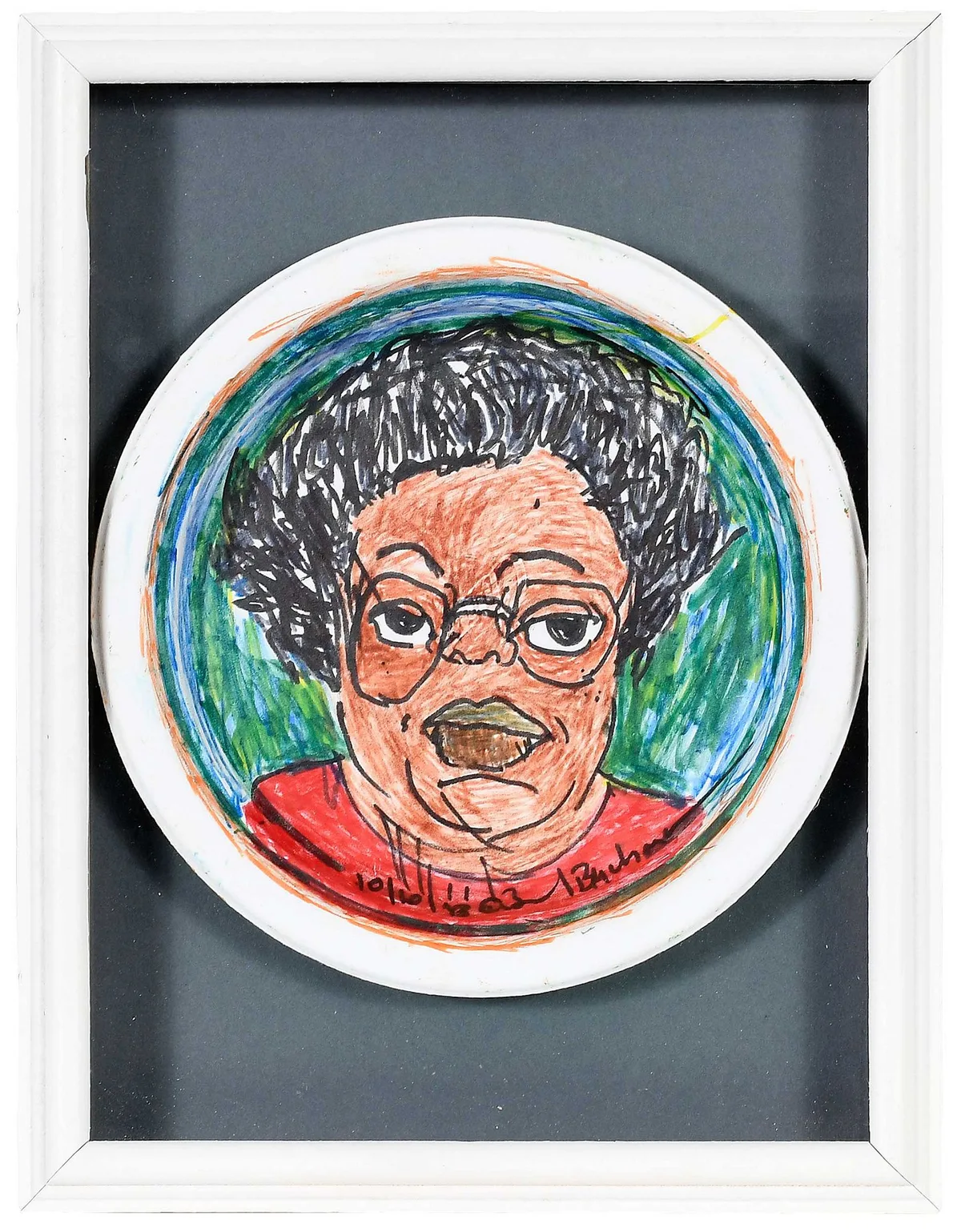 Beverly Buchanan, Self Portrait, 2010, marker on paper plate