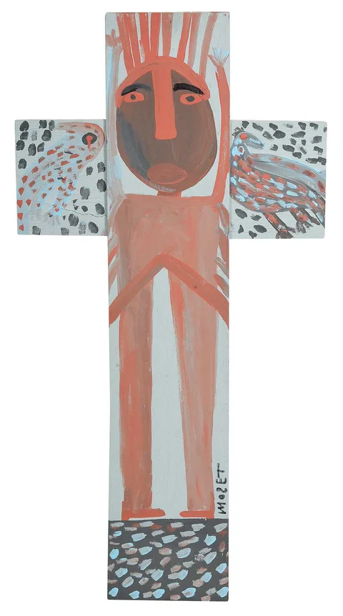 Mose Tolliver, Jesus on the Cross, paint on board