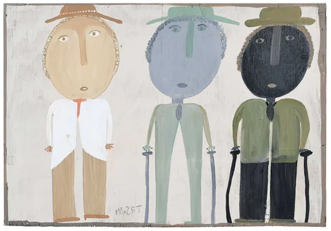 Mose Tolliver, Triple Self Portrait, paint on board