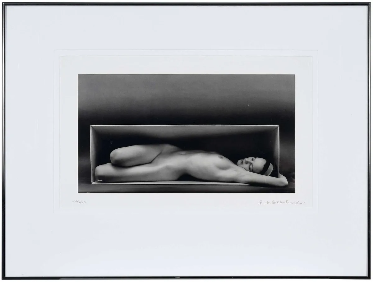 Ruth Bernhard, Nude In the Box, Horizontal, 1962, lithograph on heavy paper