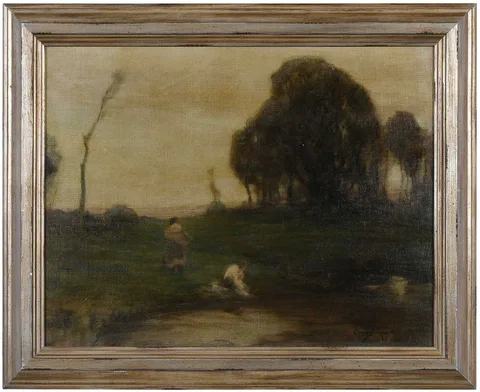Chauncey Ryder, Landscape with Figures, oil on canvas
