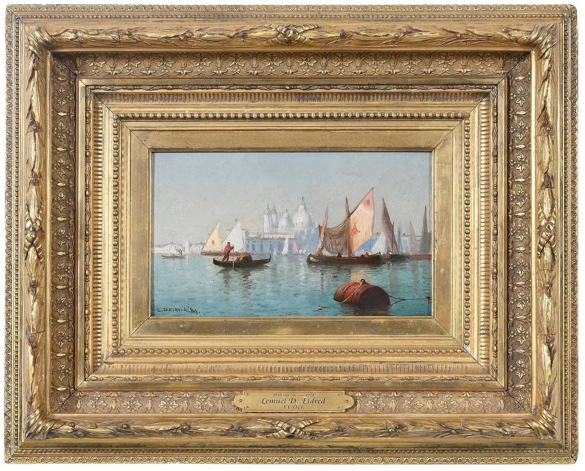 Lemuel Eldred, Fishing Boats, Venice, 1881, oil on board