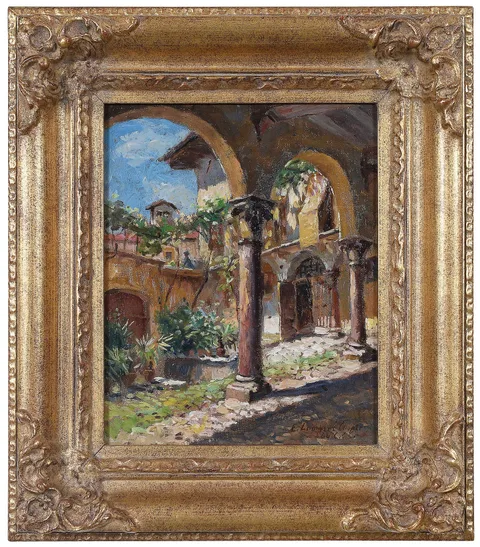 Colin Campbell Cooper, Emma Lampert Cooper in California, oil on canvas board
