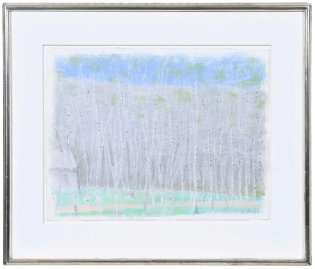 Birch Grove by Wolf Kahn, pastel on paper, sold Mar 2026