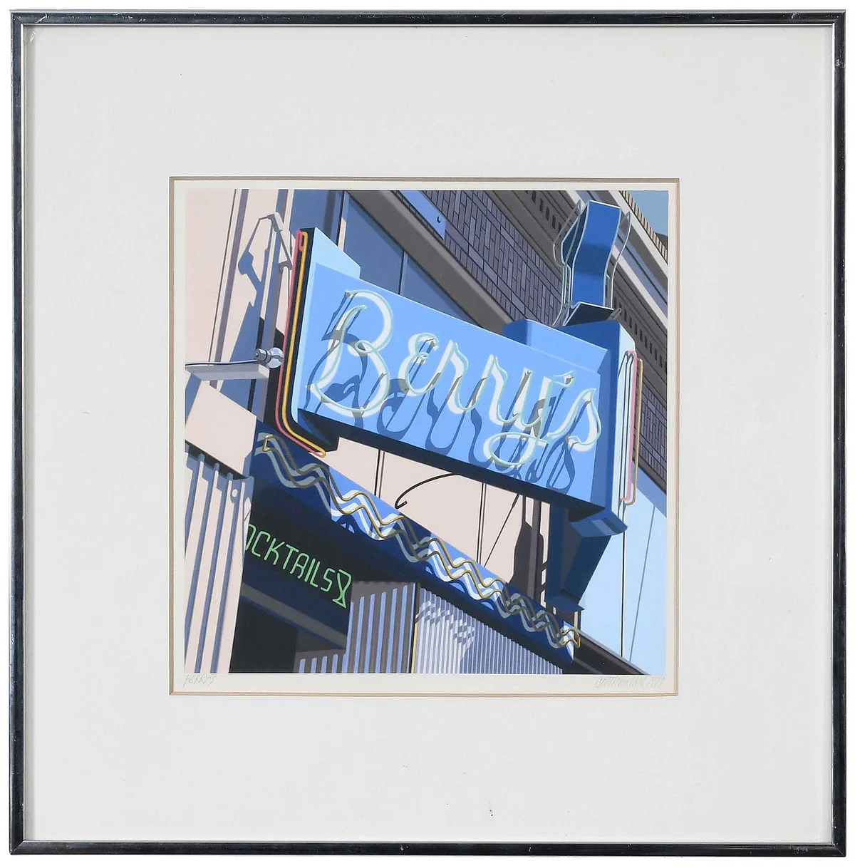 Robert Cottingham, The Sign at Berry's, 1979, gouache on heavy paper