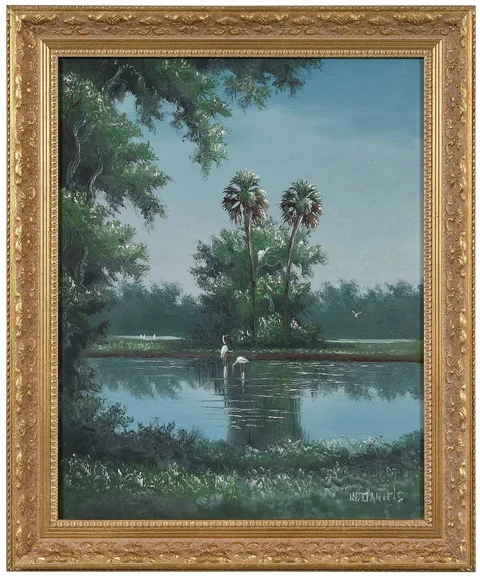 Willie Daniels, Florida Highwaymen Painting, oil on canvas