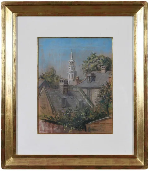 View of St. Michael's Steeple by Elizabeth O'Neill Verner, pastel on panel, sold Feb 2026