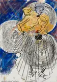 Christian Ludwig Attersee, Salome zieht Fäden, 2008, mixed media on paper; framed