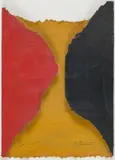 Josef Bauer, Untitled, folded cardboard, paint mounted on pressboard; framed