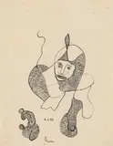 Gaston Chaissac, Composition avec visage, 1955, pen-and-ink drawing on paper; framed