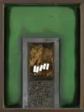 Karl Fred Dahmen, Chiemgau-Legende, 1972, mixed media, wood, paint and metal; framed