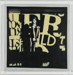 Ohne Titel by Ferdinand Kriwet, 1970, Pochoir(?) über Offsetdruck auf Leinwand, auf Holz aufgezogen, sold Aug 2020
