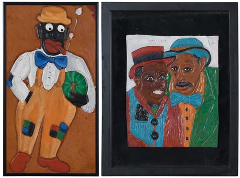 Winfred Rembert, Silas Green and Two Characters from the Show Silas Green (Two Works), each signed lower right "Winfred Rembert", Silas Green inscribed verso "To My Buddy George/Winfred Rembert, both dye on carved and tooled leather