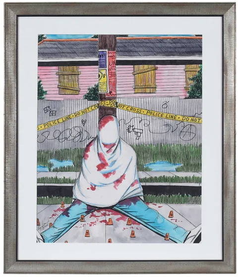 Roy Ferdinand, Drive By Shooting, 2004, multimedia on paper