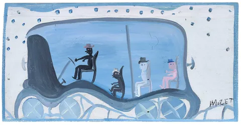 Mose Tolliver, Freedom Bus, paint on board
