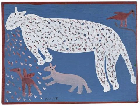 Mose Tolliver, Vodka Birds and Spotted Cats, paint on board