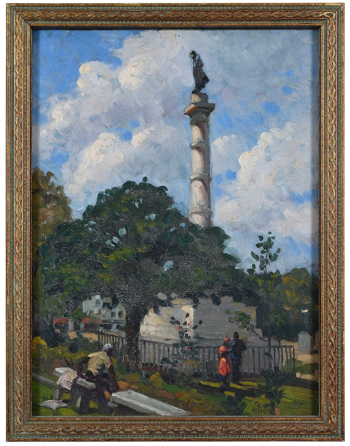 Harry Fisk, The John C. Calhoun Monument, Marion Square, Charleston, South Carolina (removed June 2020), oil on board