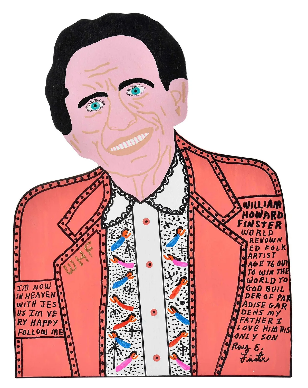 Roy Finster, I'm Now in Heaven with Jesus (portrait of Howard Finster), 2002, paint and marker on board