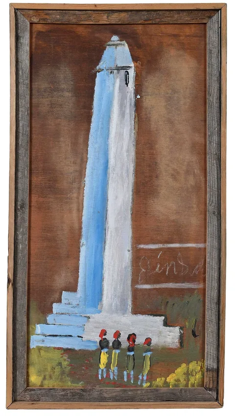 Jimmy Lee Sudduth, Washington Monument, paint and mud on board