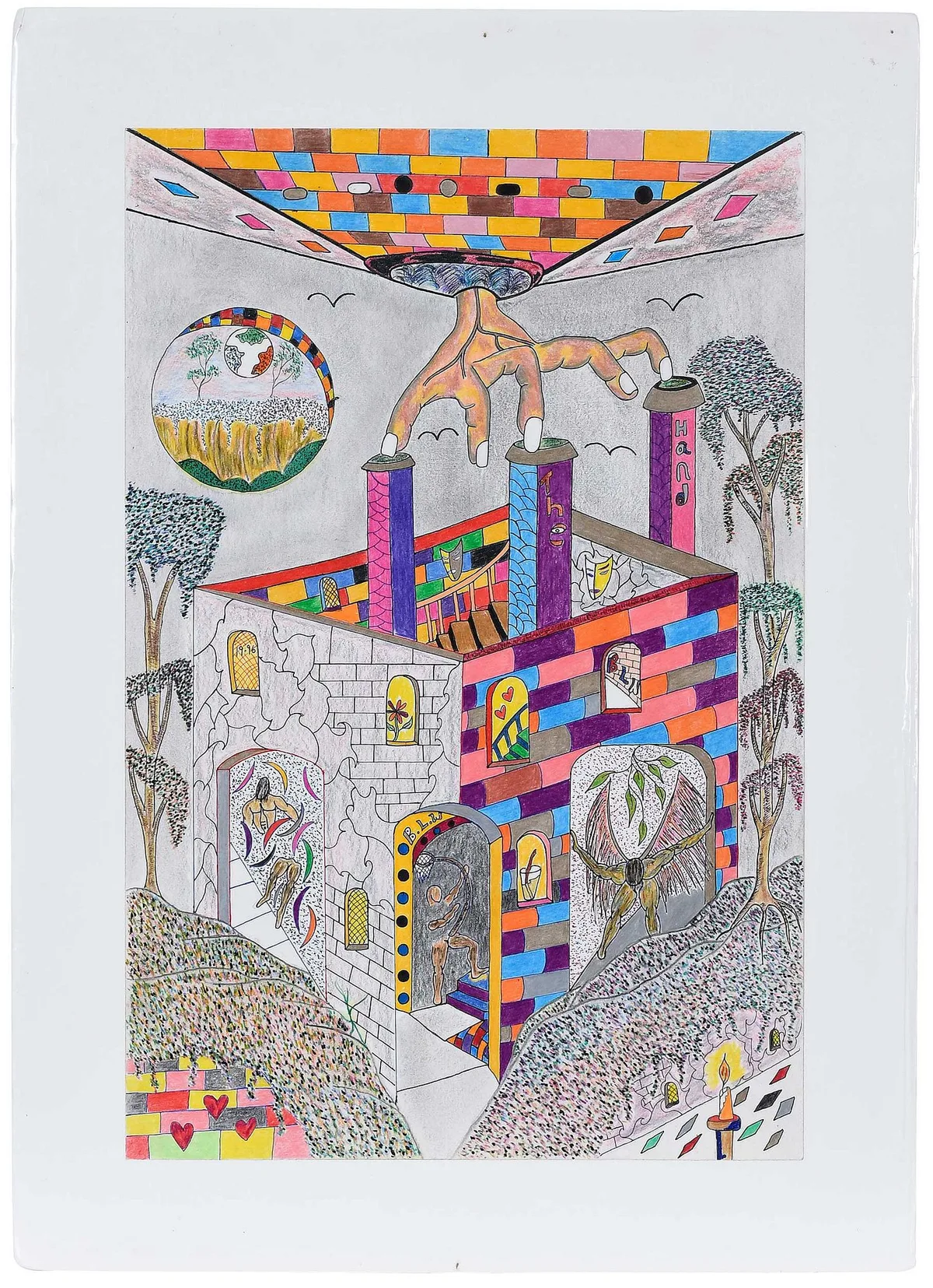 Bobby Williford, The Hand, ink and colored pencil on paper
