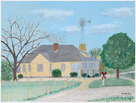 President Carter's Boyhood Home, by President Carter, oil and graphite on canvas