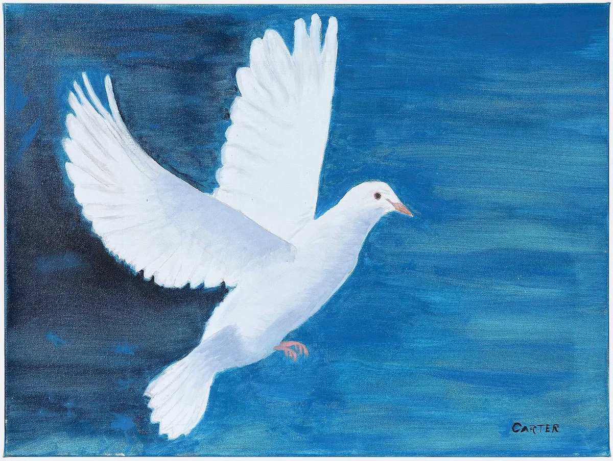 by President Carter by The Peace Dove, oil on canvas, sold Feb 2026