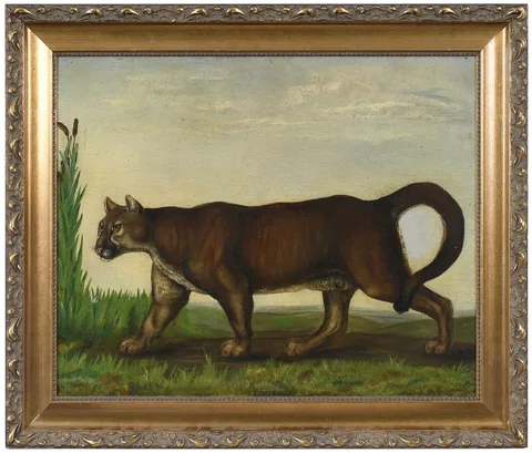 Edward Kemeys, Cougar, 1876, oil on canvas