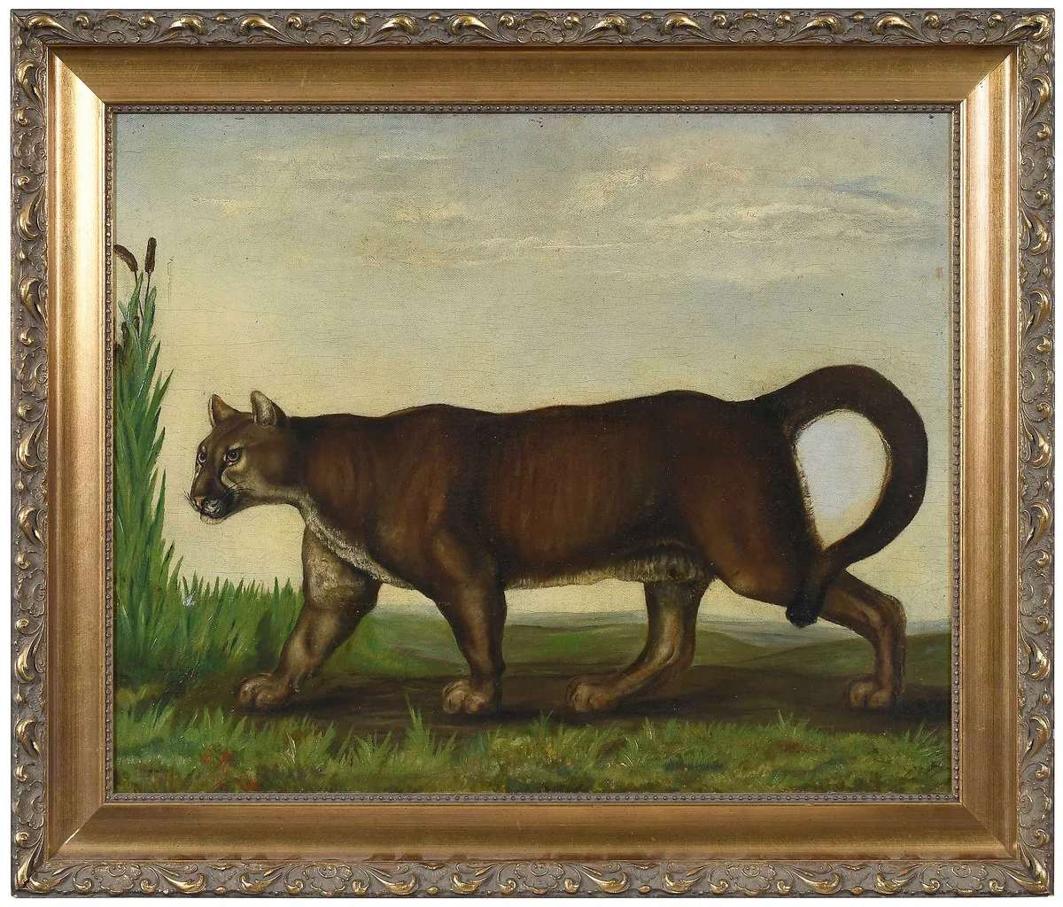 Edward Kemeys, Cougar, 1876, oil on canvas