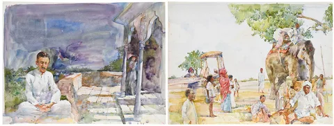 Charles Reid, Pair of Illustrations, 1979, watercolor and pencil on Bristol paper