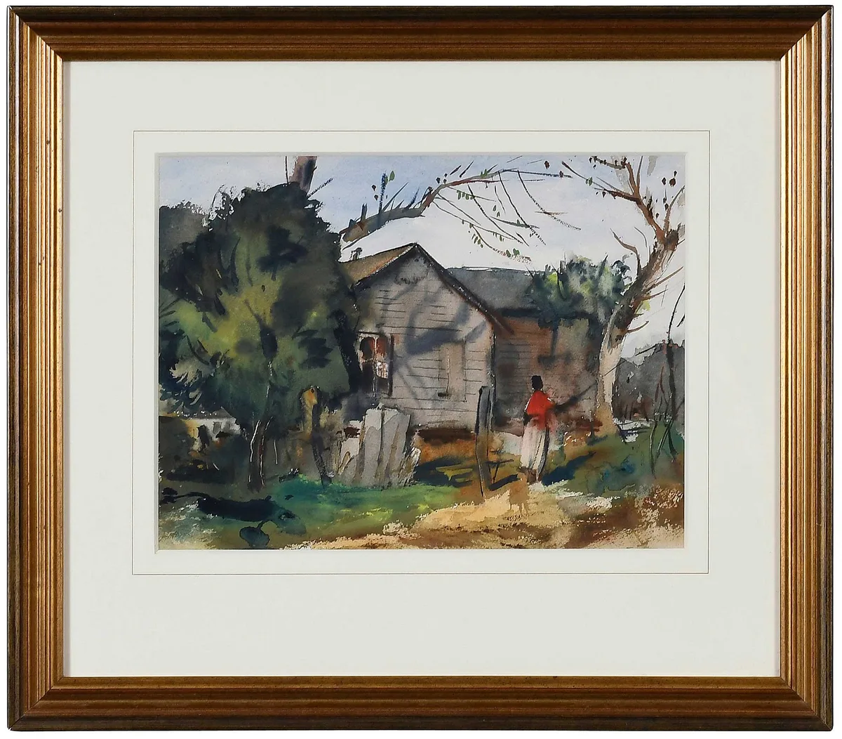 Mary Roberts Ebert, The Red Shirt, watercolor on paper