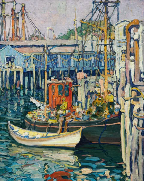 Jane Peterson, A Pier at Gloucester, Oil on canvas