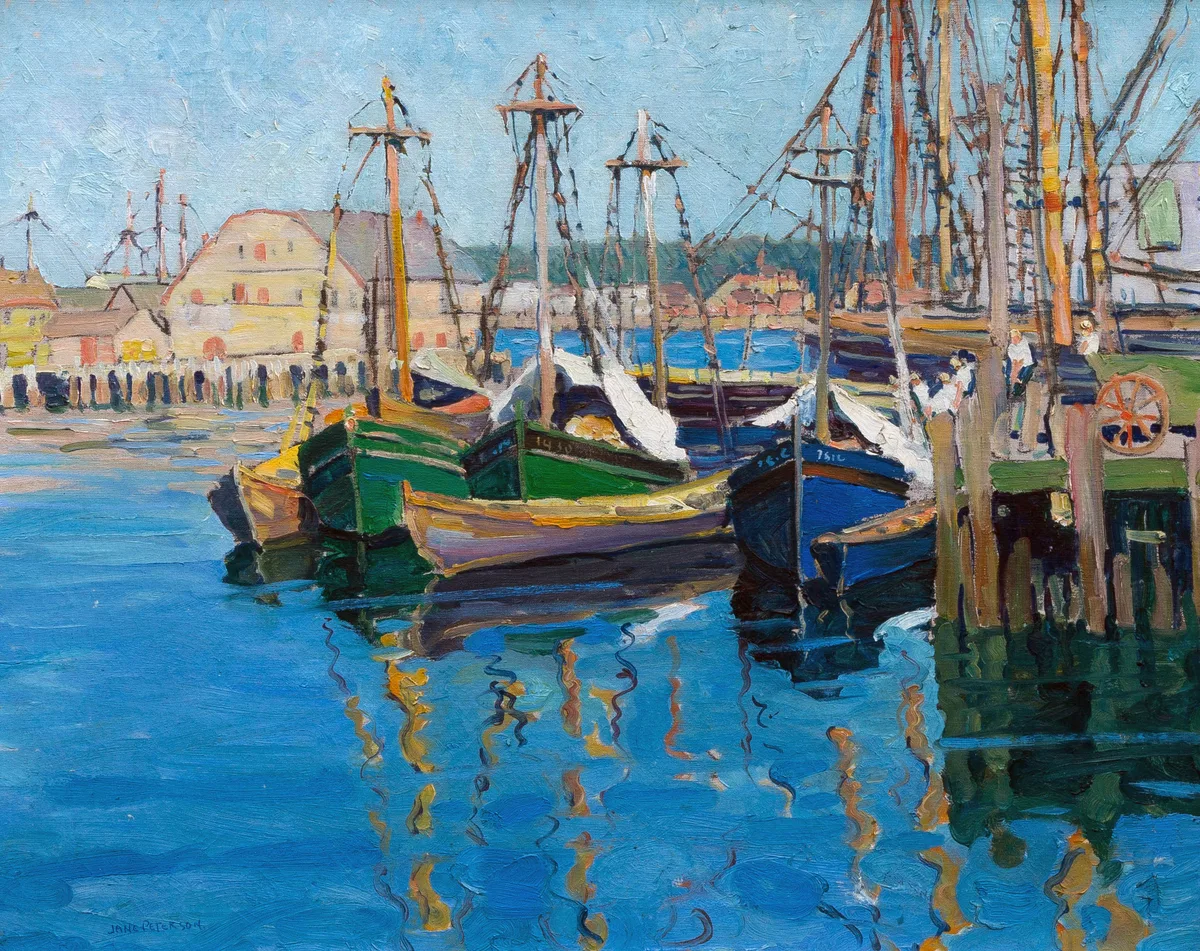 Gloucester Scene by Jane Peterson, Oil on canvas, sold Sep 2024
