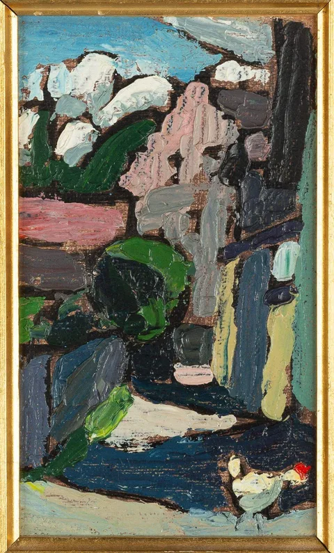 Gabriele Münter, Dorfstrasse mit Huhn, 1908, Oil on canvas