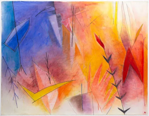 Emmi Whitehorse, Keyah Hozoni (Beautiful Land), 1987, Mixed media on paper mounted on canvas