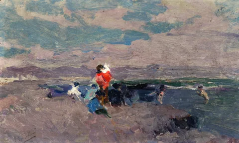 Joaquín Sorolla, Playa de Valencia, oil on artist board