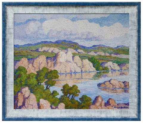 Stevenson Lake by Birger Sandzén, Oil on masonite, sold Sep 2023