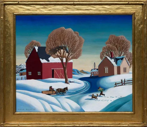 Racing Home by Dale Nichols, Oil on canvas, sold Sep 2023