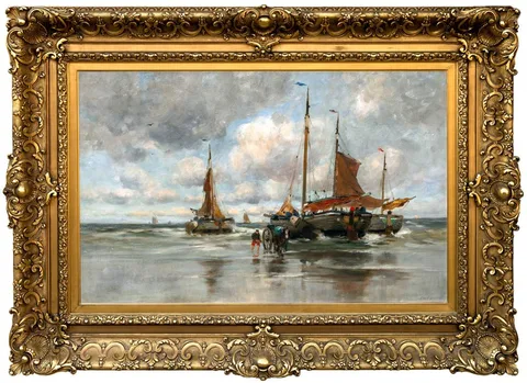 Charles P. Gruppé, Ships on the Coast off Holland, Oil on canvas