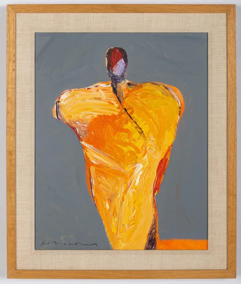 Fritz Scholder, Portrait with Orange Bar, Acrylic on canvas