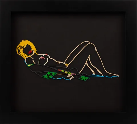 Tom Wesselmann, Monica Lying Down on Robe, Circa 1986-1990, laser cut steel multiple with alkyd oil