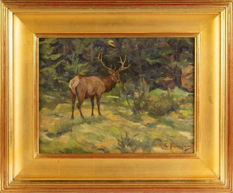 Woods Edge at Dusk by Carl Rungius, Oil on Canvas, sold Sep 2023