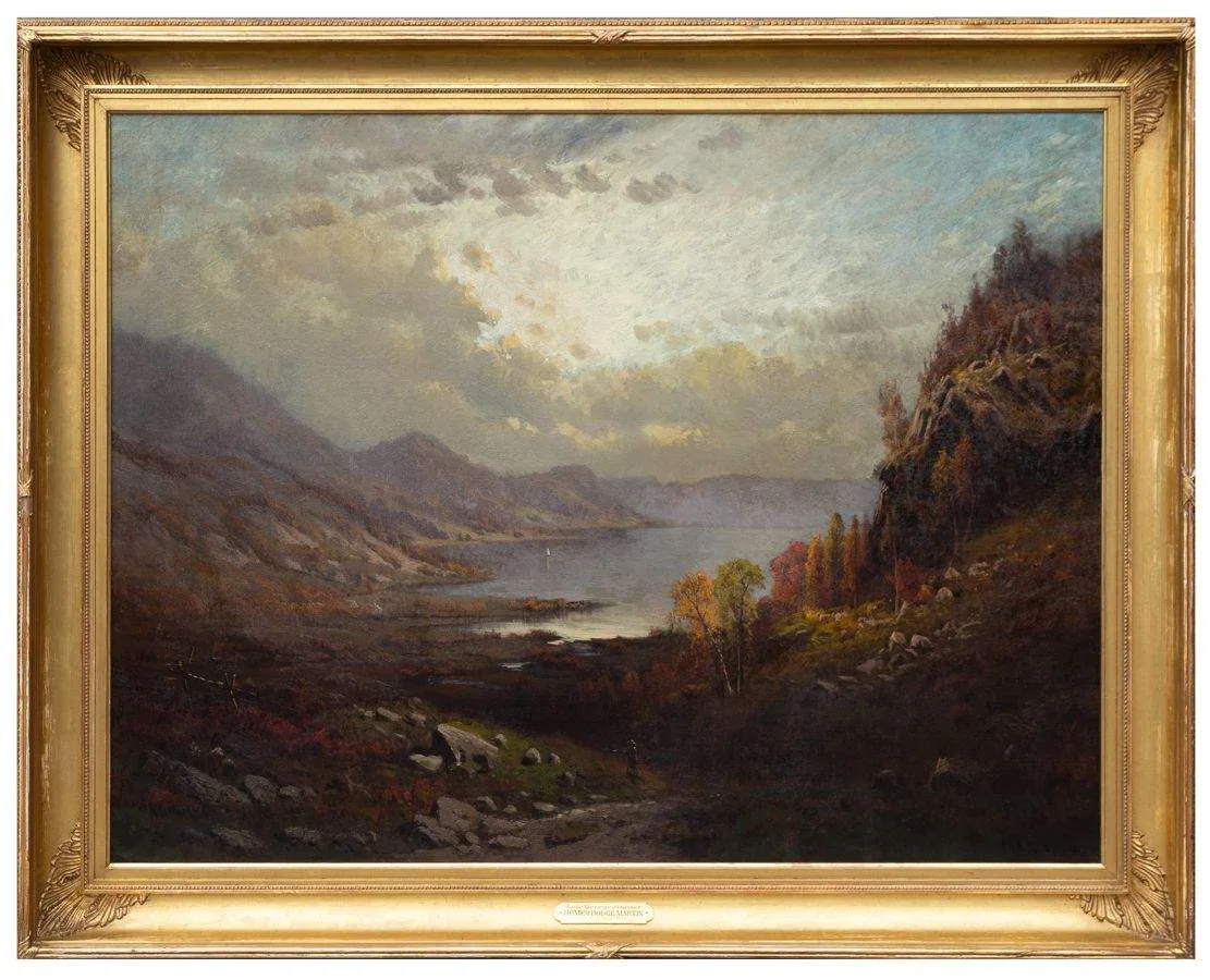 Lake George Sunset by Homer Dodge Martin, Oil on canvas, sold Sep 2023