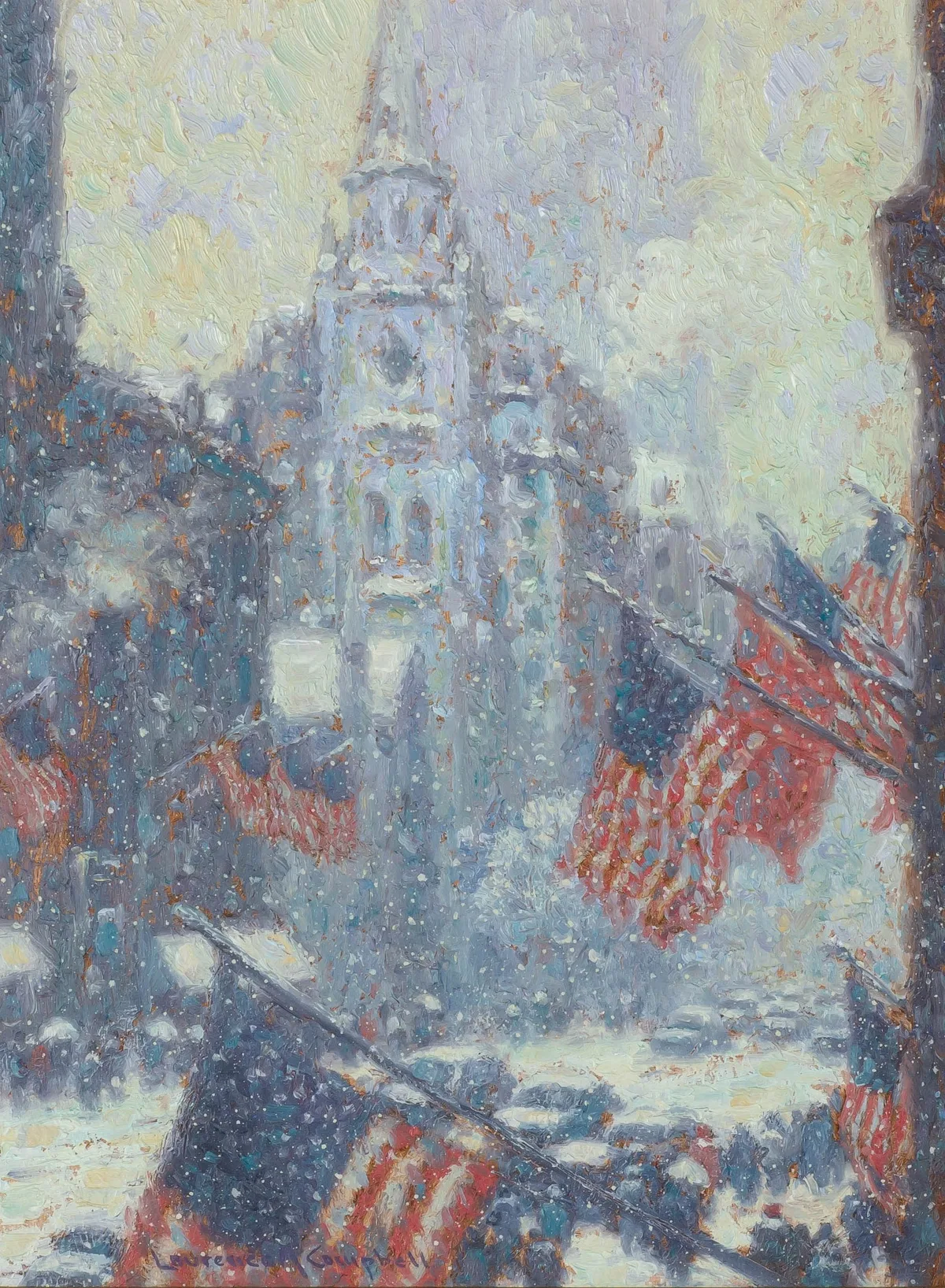 Laurence A. Campbell, 5th Avenue at 29th St. 'Blue Version', Oil on artist board