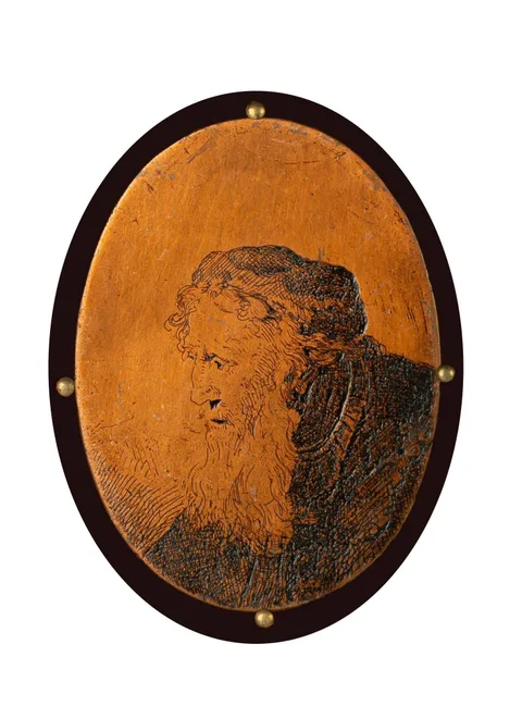 Ferdinand Bol, Bearded Old Man, circa 1640, original copper plate for the etching of the same title
