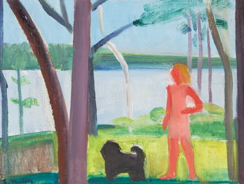 Louisa Matthíasdóttir, Girl and Dog Maine, Oil on canvas