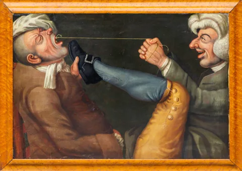 John (Tim Bobbin) Collier, Dentist Painting, Oil on canvas