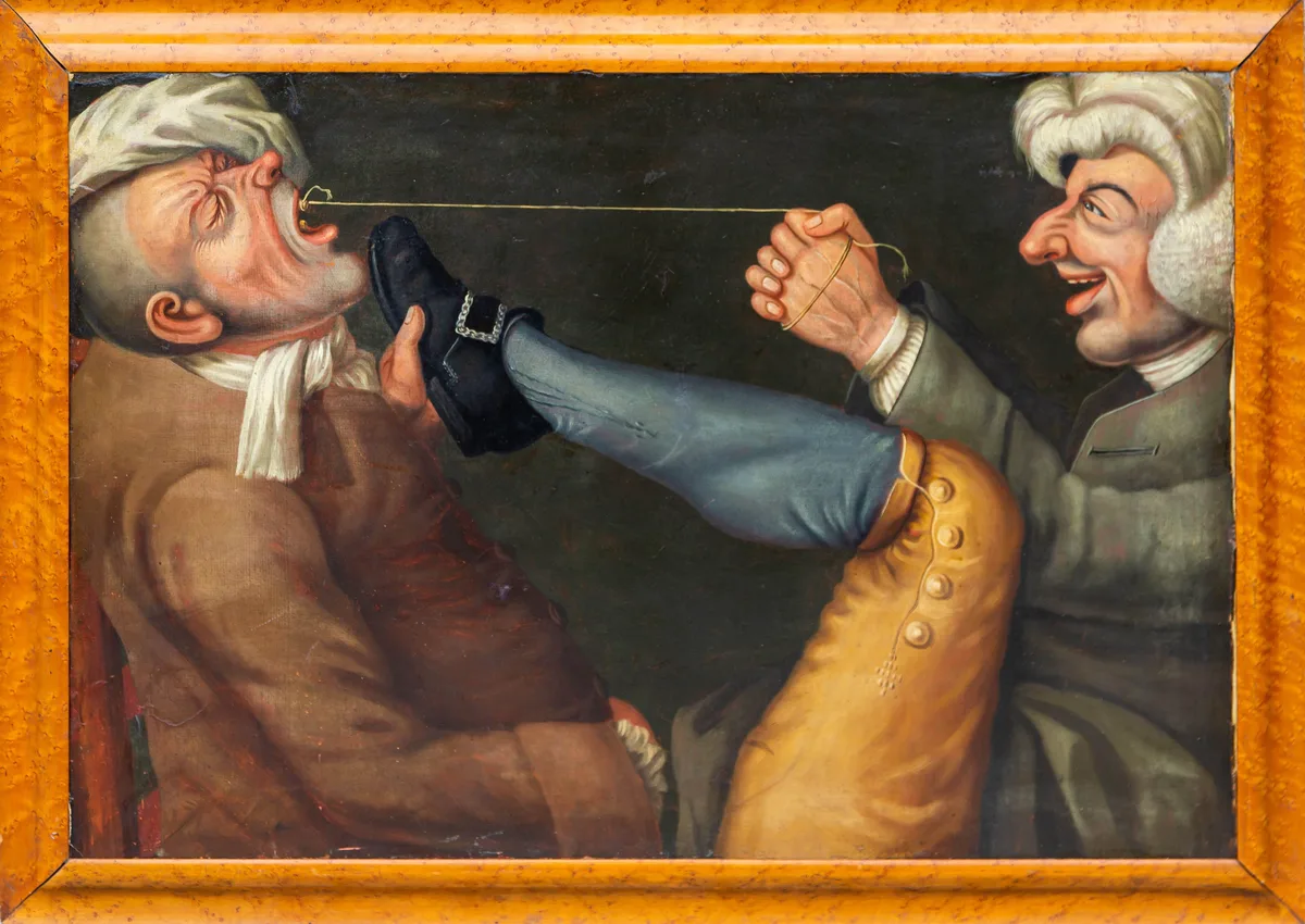 John (Tim Bobbin) Collier, Dentist Painting, Oil on canvas