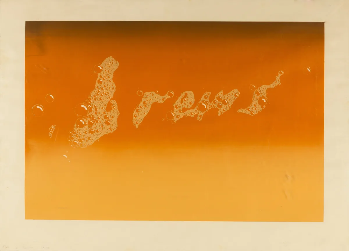 Brews by Ed Ruscha, Screenprint in colors on woven paper, sold Mar 2021